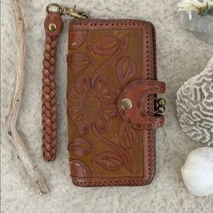 LOCKHART vintage floral leather wallet wristlet
